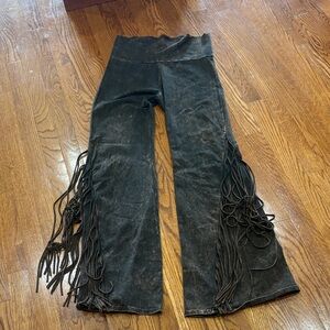 Black Fringe Pants